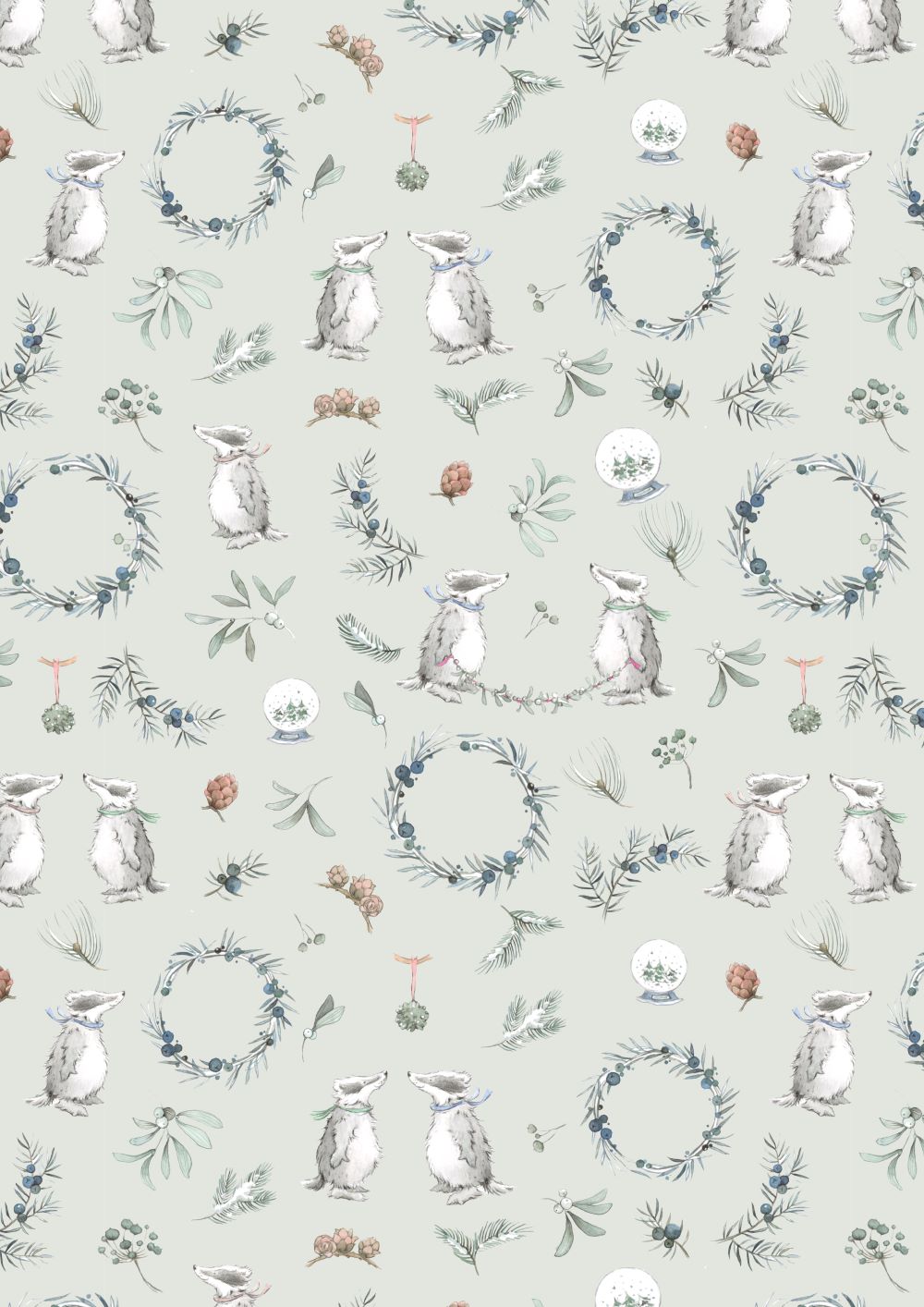 3523-892 Wintergrün und Dachs acufactum acufactum Baumwollstoff